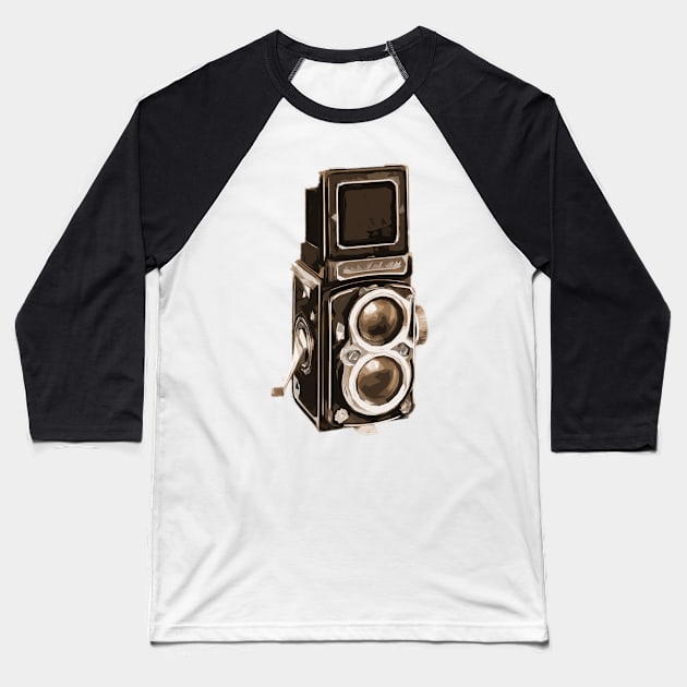 Old Camera Baseball T-Shirt by DogfordStudios